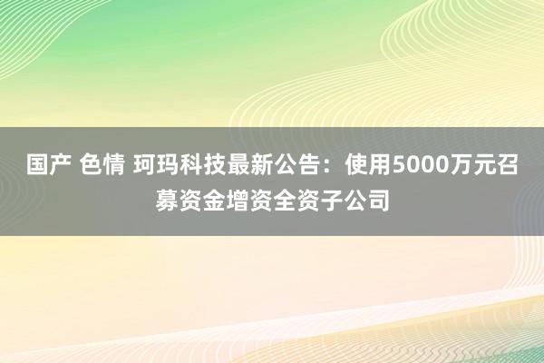 国产 色情 珂玛科技最新公告：使用5000万元召募资金增资全资子公司