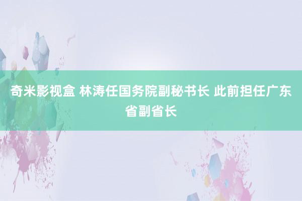 奇米影视盒 林涛任国务院副秘书长 此前担任广东省副省长