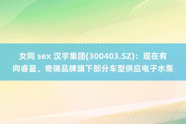 女同 sex 汉宇集团(300403.SZ)：现在有向睿蓝、奇瑞品牌旗下部分车型供应电子水泵