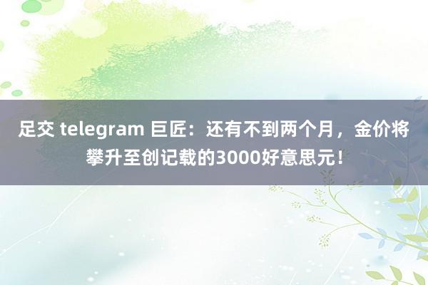 足交 telegram 巨匠：还有不到两个月，金价将攀升至创记载的3000好意思元！