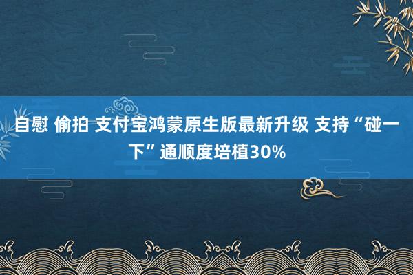 自慰 偷拍 支付宝鸿蒙原生版最新升级 支持“碰一下”通顺度培植30%