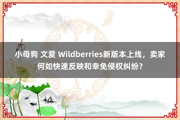 小母狗 文爱 Wildberries新版本上线，卖家何如快速反映和幸免侵权纠纷？