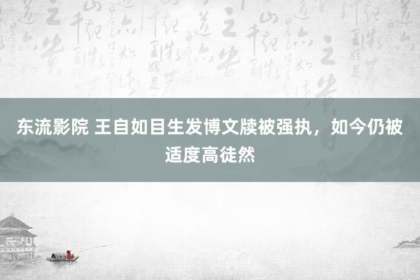 东流影院 王自如目生发博文牍被强执，如今仍被适度高徒然