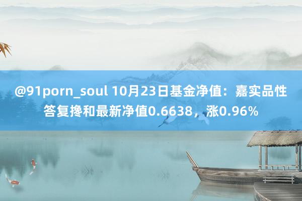 @91porn_soul 10月23日基金净值：嘉实品性答复搀和最新净值0.6638，涨0.96%