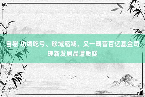 自慰 功绩吃亏、畛域缩减，又一畴昔百亿基金司理新发居品遭质疑