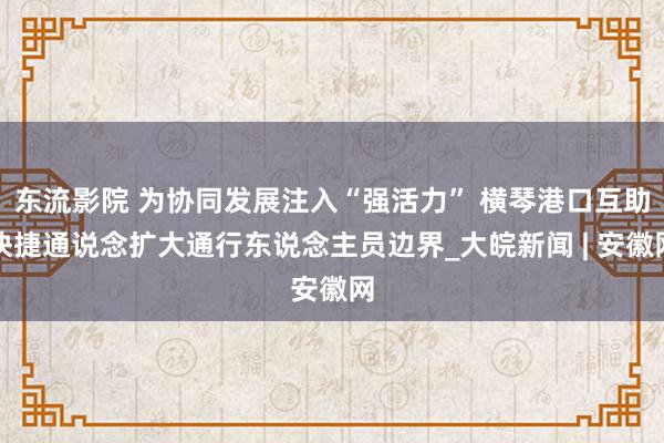 东流影院 为协同发展注入“强活力” 横琴港口互助快捷通说念扩大通行东说念主员边界_大皖新闻 | 安徽网