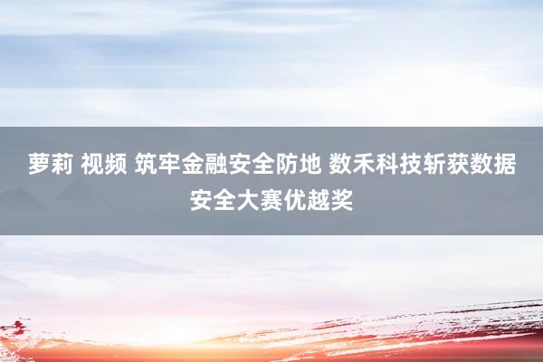 萝莉 视频 筑牢金融安全防地 数禾科技斩获数据安全大赛优越奖