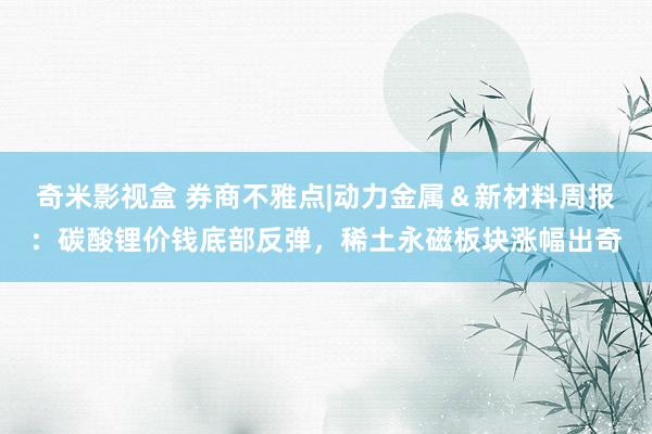 奇米影视盒 券商不雅点|动力金属＆新材料周报：碳酸锂价钱底部反弹，稀土永磁板块涨幅出奇