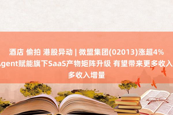 酒店 偷拍 港股异动 | 微盟集团(02013)涨超4% AIAgent赋能旗下SaaS产物矩阵升级 有望带来更多收入增量