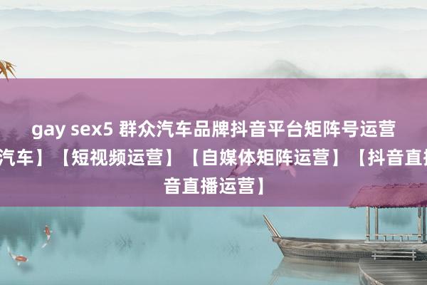 gay sex5 群众汽车品牌抖音平台矩阵号运营决策【汽车】【短视频运营】【自媒体矩阵运营】【抖音直播运营】